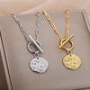 Gothic Moon And Star Necklace For Women Stainless Steel Pin Chain Round Pendant Necklaces Vintage OT Buckle Choker Jewelry