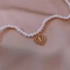 Gothic Pearl Cross Pendant Necklace Jesus Vintage Heart Chocker Clavicle Chain Necklace Charm Jewelry for Women