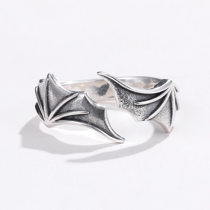 Gothic Punk Devil Wing Adjustable Rings For Women Silver Colour  Designer Jewelry Chrismas  Items GaaBou
