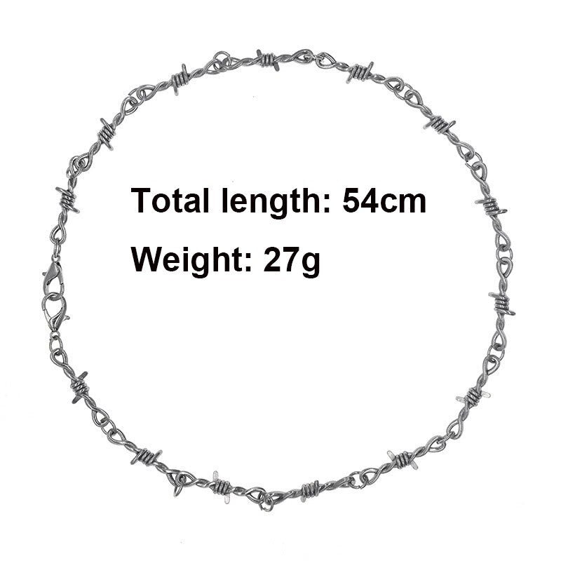 Gothic Small Wire Brambles Choker &amp; Necklace For Women Hip Hop Punk Silver Color Barbed Wire Thorns Chain Nexklace Men Gift B104