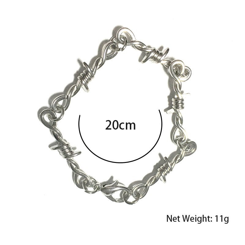 Gothic Small Wire Brambles Choker &amp; Necklace For Women Hip Hop Punk Silver Color Barbed Wire Thorns Chain Nexklace Men Gift B104