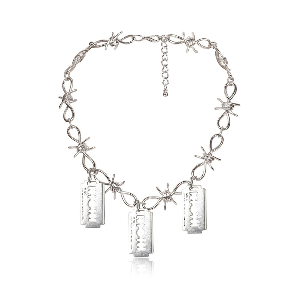 Gothic Small Wire Brambles Choker &amp; Necklace For Women Hip Hop Punk Silver Color Barbed Wire Thorns Chain Nexklace Men Gift B104