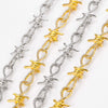 Gothic Thorns Barbed Wire Chain Necklace Choker Women Hip hop Jewelry Punk Style Iced Out With Bling Rhinestones Party Charms
