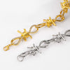 Gothic Thorns Barbed Wire Chain Necklace Choker Women Hip hop Jewelry Punk Style Iced Out With Bling Rhinestones Party Charms