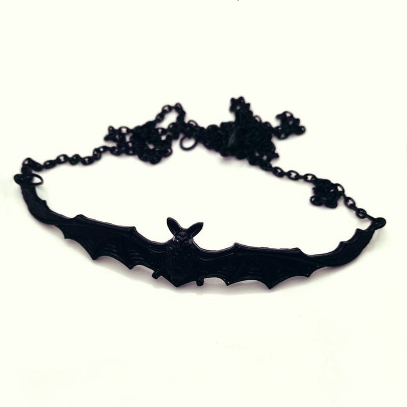 Gothic Vintage Bat Choker Pendant Necklace Halloween Witch Jewelry Gift For Women Girl  Accessories