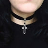 Gothic cross choker black velvet with hollow cross pendant choker wide  novelty charm charm women gift 2021  friend