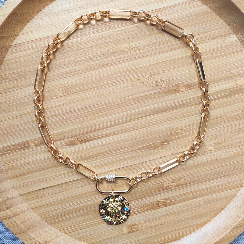 Gothic gold-color pendant necklace zircon spiral buckle various styles to choose choker for women girl punk jewelry 2021