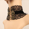 Gothic punk vintage Steam engine gear clock black lace choker necklace for women sexy wide collar party jewelry statement femme