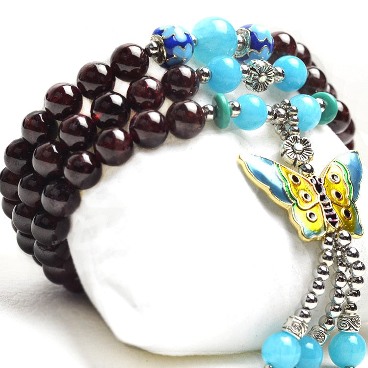 Grade A 6mm Natural Garnet Beaded Bracelets Fine Gemstone Beads Muti-layer Bracelets Jewelry For Woman Gifts Can Drop Shipping