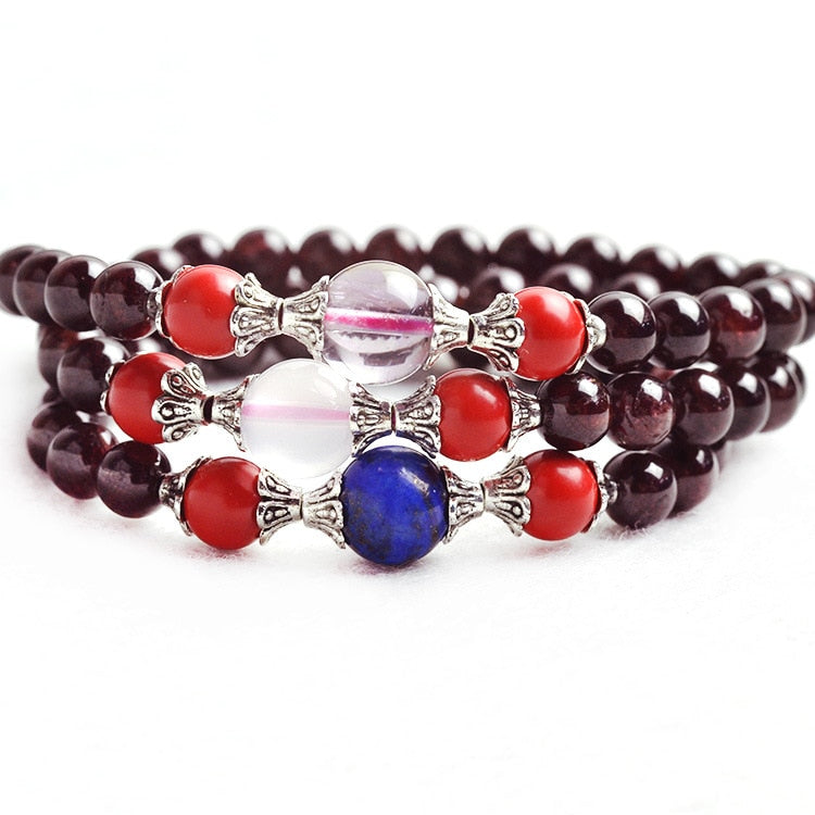 Grade A 7mm Natural Garnet Beaded Bracelets Fine Gemstone Beads Muti-layer Bracelets Jewelry For Woman Gifts Can Drop Shipping
