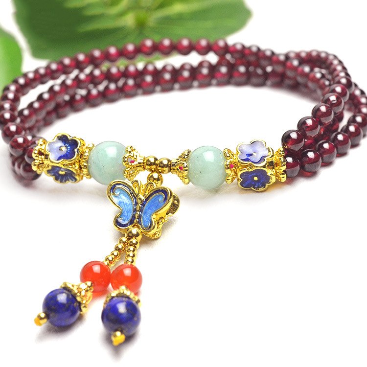 Grade AAAAA Natural Garnet Beaded Bracelets Fine Gemstone Beads Muti-layer Bracelets Jewelry For Woman Gifts Can Drop Shipping