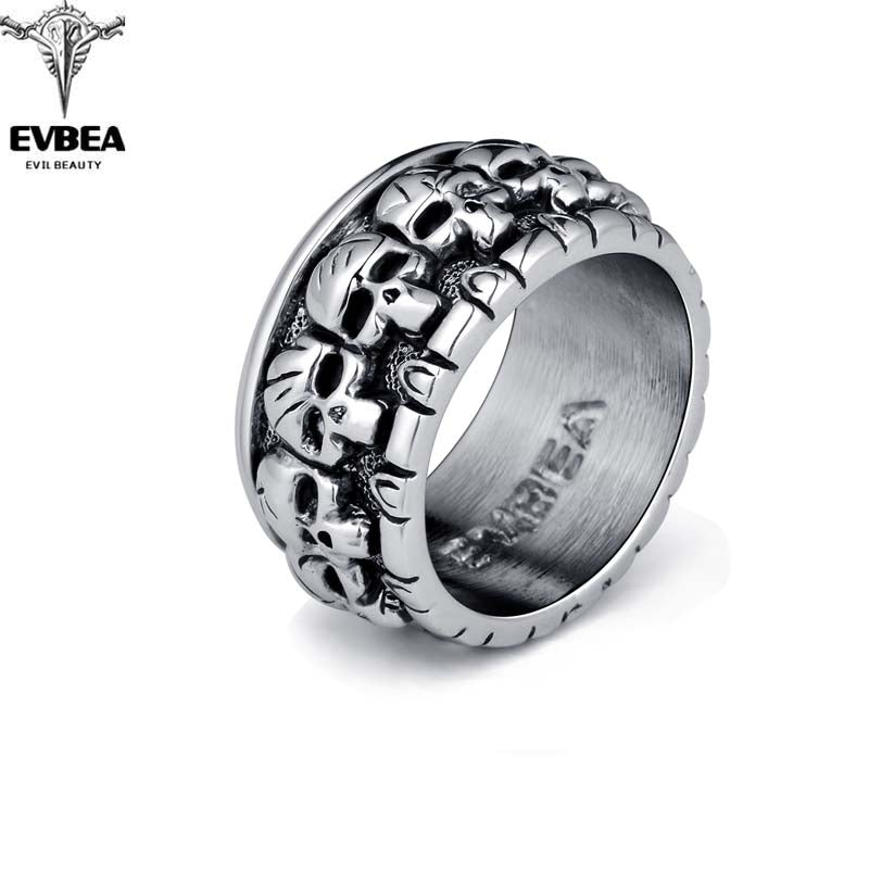 Graduation Rock Roll Silver Gothic Punk Lots of Baby Skulls Big Rotating Bikers Bible Rings Men's & Boys' Jewelry