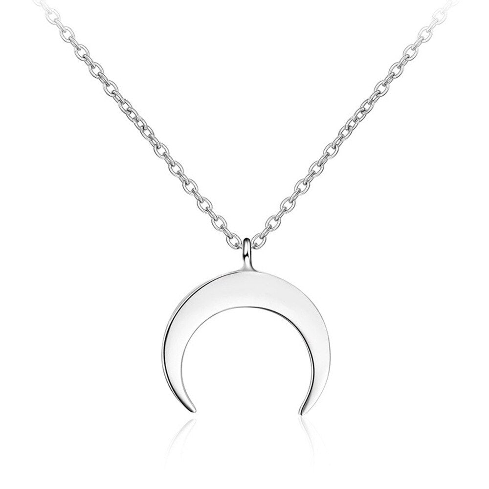 Gran oferta delicado colgante Kolye collar de media luna Luna collar de oro de Color de plata para las mujeres collar joyería de las señoras regalos