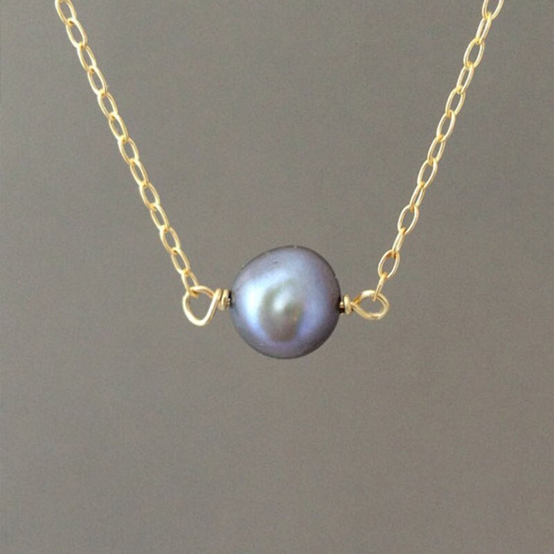 Gray Freshwater Pearl Necklace Baroque Pearl necklace  Pearl Necklace Aqua Chalcedony Seed Pearl Necklace