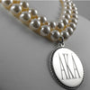 Greece Greek Sorority Customize Pendant Round Silver AKA Double Strand Pearl Necklace