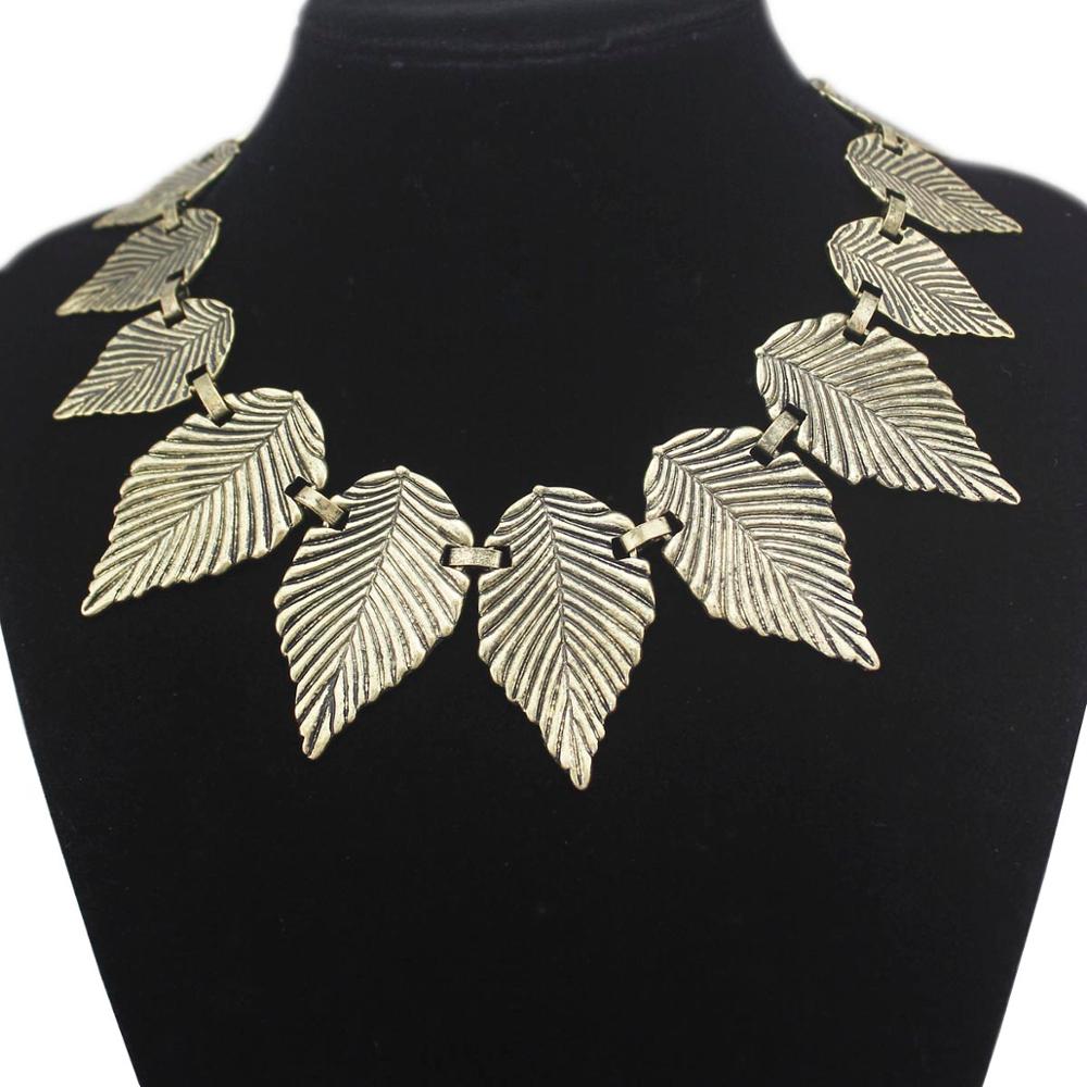 Greek Roman Vintage Gold Silver Plated Laurel Toga Leaf Collar Bib Bridal Gift Choker Statement Pendant Necklace Women Jewerly