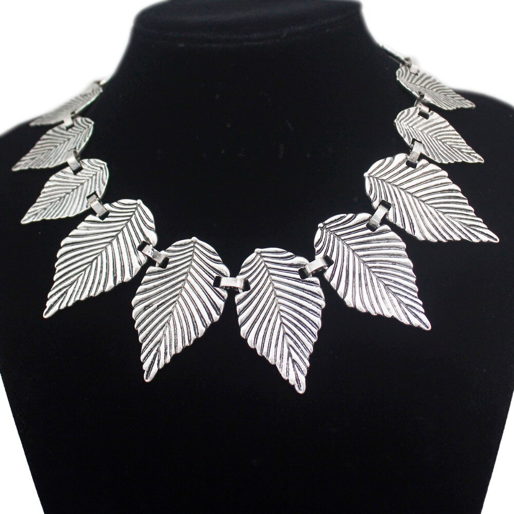 Greek Roman Vintage Gold Silver Plated Laurel Toga Leaf Collar Bib Bridal Gift Choker Statement Pendant Necklace Women Jewerly