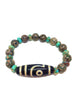 Green Agate Bracelet With Tibetan dzi Beads 2 eyes Women Jewelry Handmade Luna Pulseira Cozinha Buda Pulseras Mujer Moda
