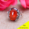 Green Agate & Red Garnet 925 Sterling Silver Retro Ring Women Thai Silver Fine Jewelry Gift Finger Ring CH051015