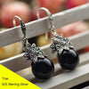 Green & Black Agate 925 Sterling Silver Flower Ball Drop Earring Women Thai Silver Gift Brincos Aretes CH020209