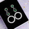 Green Clear CZ Round Ladies 925 Sterling Silver Pin Drop Earrings Teardrop Piercing Earrings for Women Wedding Jewelry YEA063