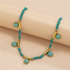 Green Color Stone Tassel Pendant Necklaces Boho Seed Beaded Chain Choker Necklaces Collar for Women Neck Jewelry