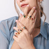 Green Color Zircon Rings For Women Adjustable Open Cubic Zirconia Stainless Steel Finger Ring Couple Wedding Jewelry anillos