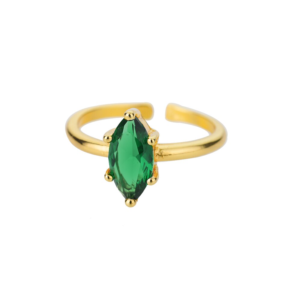 Green Color Zircon Rings For Women Adjustable Open Cubic Zirconia Stainless Steel Finger Ring Couple Wedding Jewelry anillos