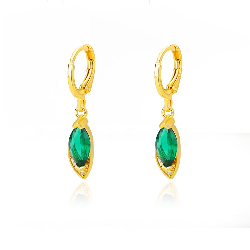 Green Drop Earrings for Women Stainless Steel Gold Color Earrings 2023 Trend Korean Zircon Wedding Jewelry pendientes
