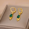 Green Drop Earrings for Women Stainless Steel Gold Color Earrings 2023 Trend Korean Zircon Wedding Jewelry pendientes