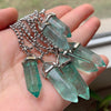 Green Fluorite Necklaces Purple Crystal Pendants Amulet Bullet Hexagonal Natural Stone Quartz Pendulum Reiki Healing Crystal