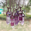 Green Fluorite Necklaces Purple Crystal Pendants Amulet Bullet Hexagonal Natural Stone Quartz Pendulum Reiki Healing Crystal
