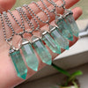 Green Fluorite Necklaces Purple Crystal Pendants Amulet Bullet Hexagonal Natural Stone Quartz Pendulum Reiki Healing Crystal