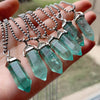 Green Fluorite Necklaces Purple Crystal Pendants Amulet Bullet Hexagonal Natural Stone Quartz Pendulum Reiki Healing Crystal
