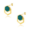 Green Golden Stud Earrings For Women Stainless Steel Nature Malachite Earring 2023Trend Korean Couple Jewelry Gift