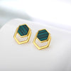Green Golden Stud Earrings For Women Stainless Steel Nature Malachite Earring 2023Trend Korean Couple Jewelry Gift