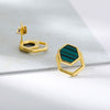 Green Golden Stud Earrings For Women Stainless Steel Nature Malachite Earring 2023Trend Korean Couple Jewelry Gift