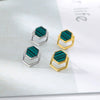 Green Golden Stud Earrings For Women Stainless Steel Nature Malachite Earring 2023Trend Korean Couple Jewelry Gift