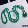 Green Jade Women 925 Silver Long Beads Winter Sweater Chain Pendant Necklace Large Size Buddha Key Jewelry Gift Wholesale