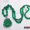 Green Jade Women 925 Silver Long Beads Winter Sweater Chain Pendant Necklace Large Size Buddha Key Jewelry Gift Wholesale