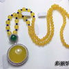 Green Jade Women 925 Silver Long Beads Winter Sweater Chain Pendant Necklace Large Size Buddha Key Jewelry Gift Wholesale