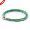 Green Leather Bracelets 100% 925 Authentic Sterling Silver Fine Jewelry
