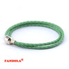 Green Leather Bracelets 925 Sterling Silver Jewelry