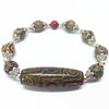 Green Natural Agate 9 eyes Pattern Tibetan Dzi Beads elastic Bracelet with accessory for women