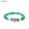 Green Natural Agate Bracelet Beads 8mm Gemstone Creative Scrub Agate Jewelry Bracelet Lion Head Accessories