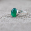 Green Natural Round Agate 925 Sterling Silver Ring