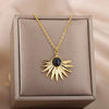 Green Opal Pendant Necklace For Women Stainless Steel Black Stone Necklaces 2023 Trend Aesthetic Jewelry collares mujer
