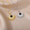 Green Opal Pendant Necklace For Women Stainless Steel Black Stone Necklaces 2023 Trend Aesthetic Jewelry collares mujer