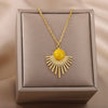 Green Opal Pendant Necklace For Women Stainless Steel Black Stone Necklaces 2023 Trend Aesthetic Jewelry collares mujer