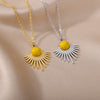Green Opal Pendant Necklace For Women Stainless Steel Black Stone Necklaces 2023 Trend Aesthetic Jewelry collares mujer